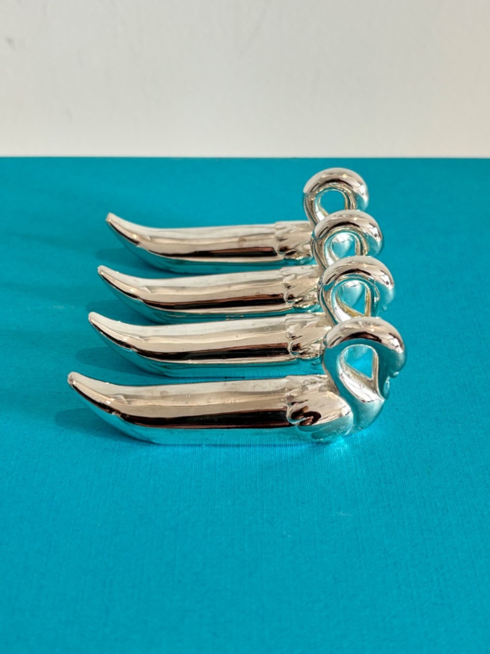 Vintage silver plated swan knife rests SET OF FOUR mid century French style